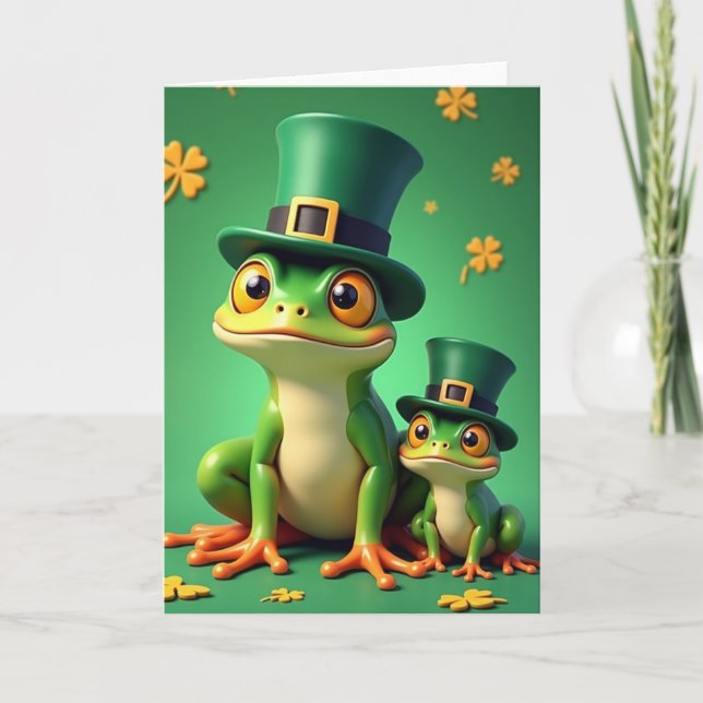 Lucky Frogs St Patricks Day Card (Front)