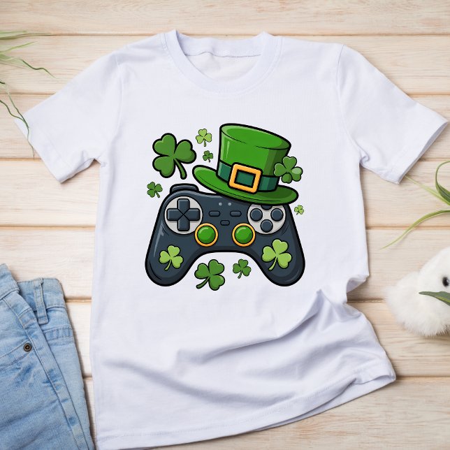 Lucky Gamer St Patrick's Day Video Game Controller T-Shirt (Creator Uploaded)
