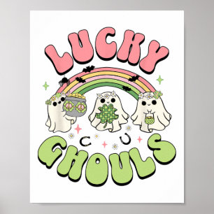 Lucky Ghouls St Patricks Day Spooky Ghost Charm Poster