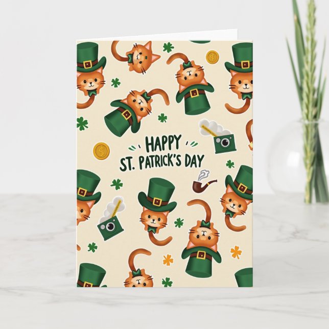 Lucky Ginger Cats St Patricks Day Card (Front)