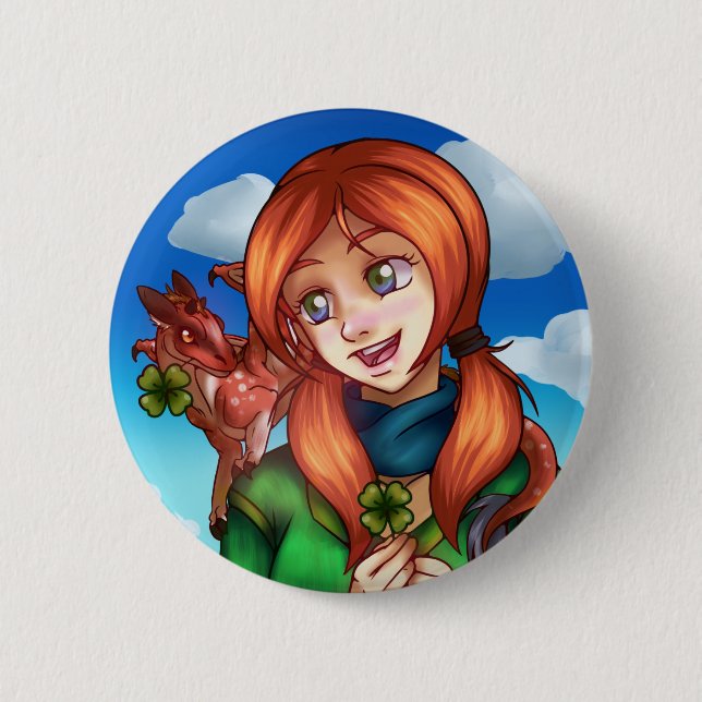 Lucky Girl  Button (Front)