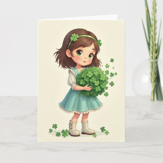 Lucky Girl Clover Bouquet Card (Front)