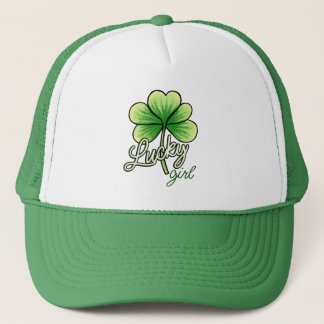 Lucky Girl Clover St. Patrick's Day Trucker Hat