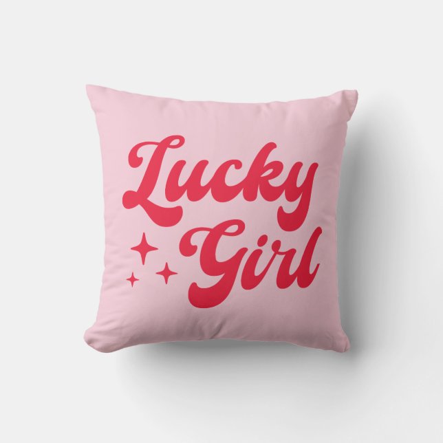 Lucky Girl Throw Pillow (Front)
