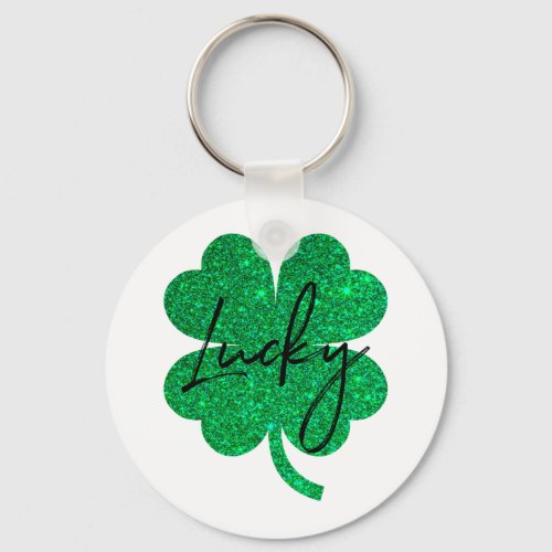 Lucky glitter four leaf clover keychain