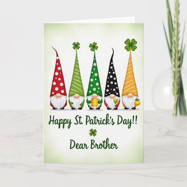Lucky Gnome Brother St Patricks Card (Front)