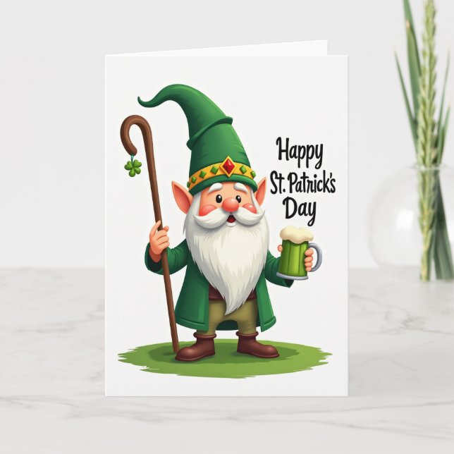 Lucky Gnome St Patricks Day Card (Front)