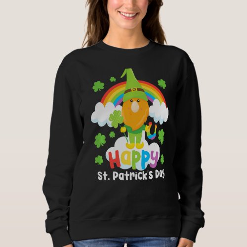 Lucky Gnome St Patricks Day Lucky Rainbow Horsesho Sweatshirt