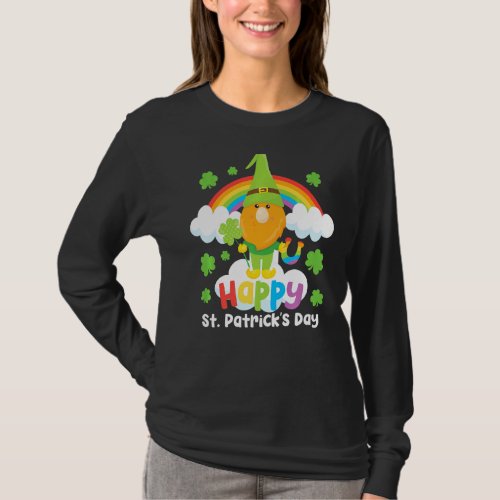 Lucky Gnome St Patricks Day Lucky Rainbow Horsesho T_Shirt