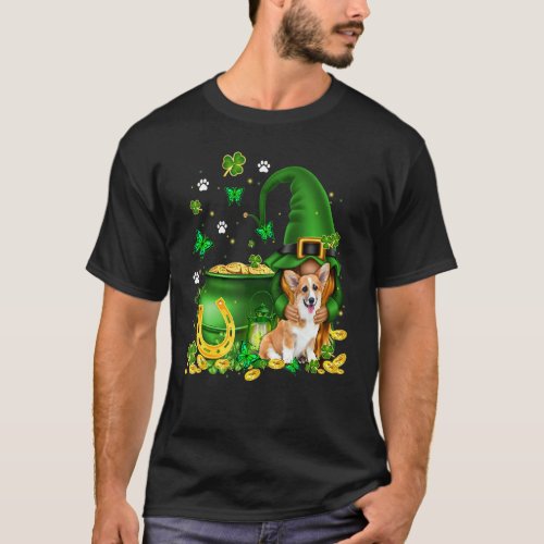 Lucky Gnome U2013 Gnome Hug Corgi Dog St Patricks  T_Shirt