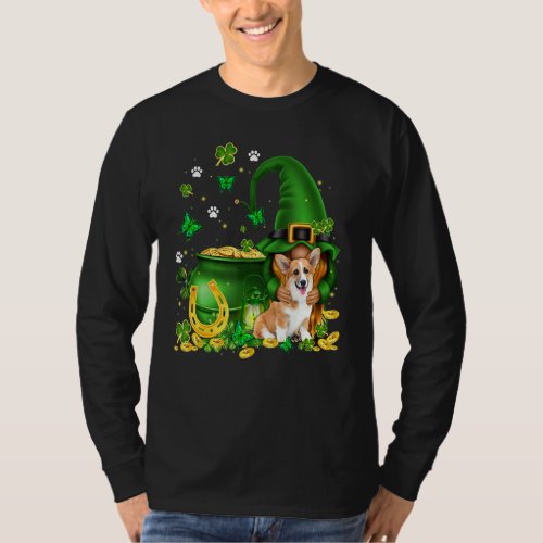 Lucky Gnome U2013 Gnome Hug Corgi Dog St Patricks  T_Shirt