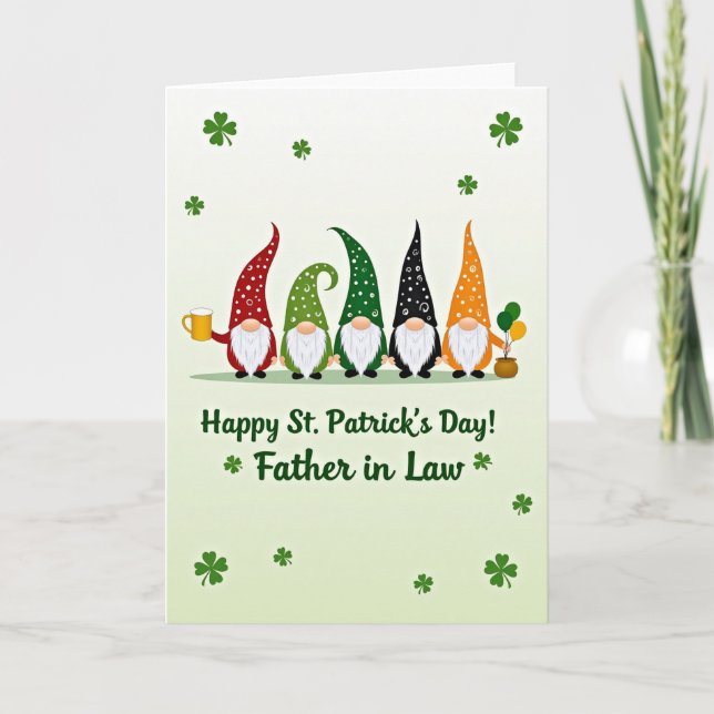 Lucky Gnomes For Father In Law Card (Front)