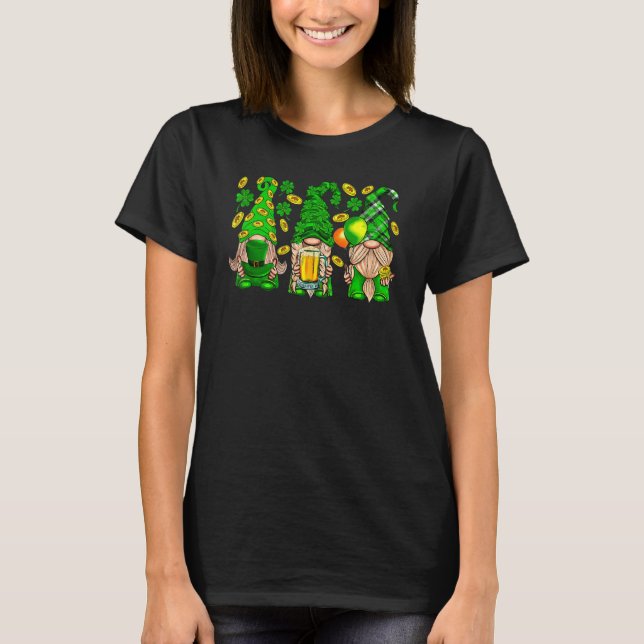 Lucky Gnomes Shamrock C Irish St Patrick's Day T-Shirt (Front)