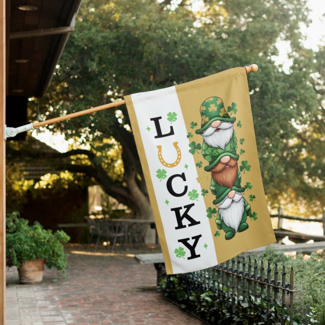 Lucky Gnomes St. Patrick’s Day Design House Flag (In SItu)