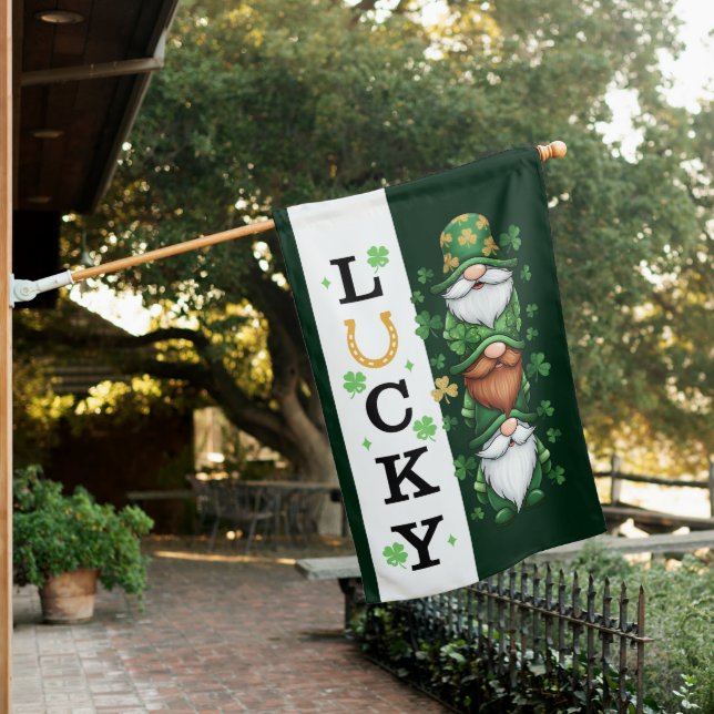 Lucky Gnomes St. Patrick’s Day Design House Flag (In SItu)
