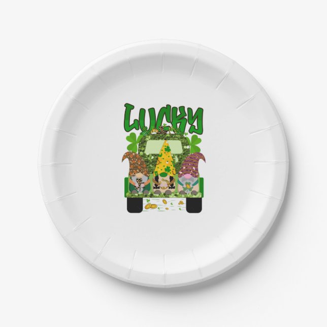 Lucky Gnomes St. Patrick's Day   Paper Plates (Front)