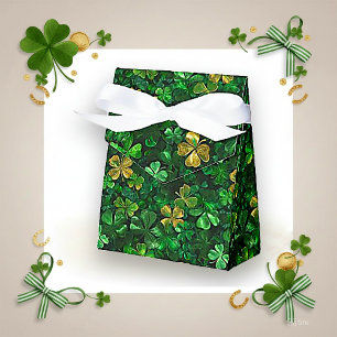 Lucky Gold and Green Shamrock Party Favor Boxes