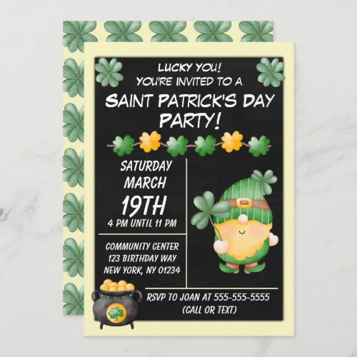 Lucky Gold Saint Patricks Day Party Invitation