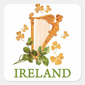 Lucky Golden Harp of Ireland Square Sticker