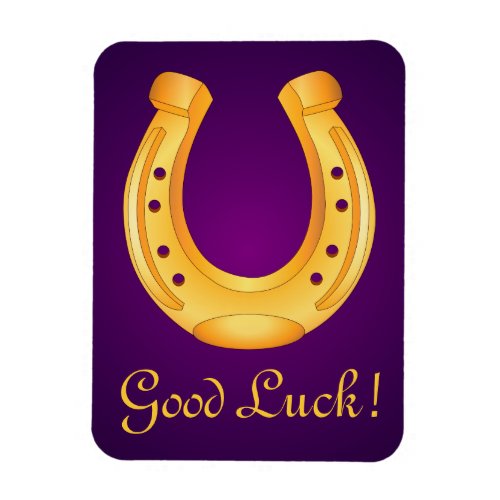 Lucky Golden Horseshoe Good Luck Deep Purple Magnet