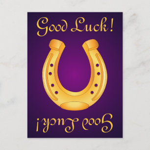 Lucky Golden Horseshoe Good Luck Deep Purple Postcard