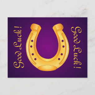 Lucky Golden Horseshoe Good Luck Deep Purple Postcard