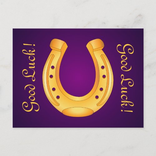 Lucky Golden Horseshoe Good Luck Deep Purple Postcard