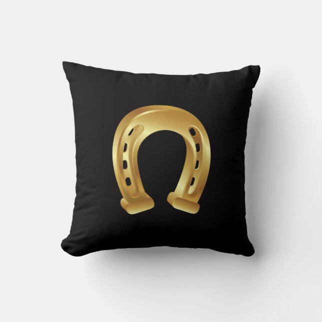 Lucky golden horseshoe throw pillow (Front)