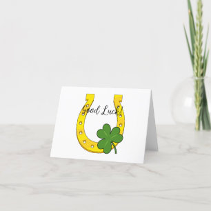Lucky Golden Horseshoe with Shamrock   Add Text Thank You Card