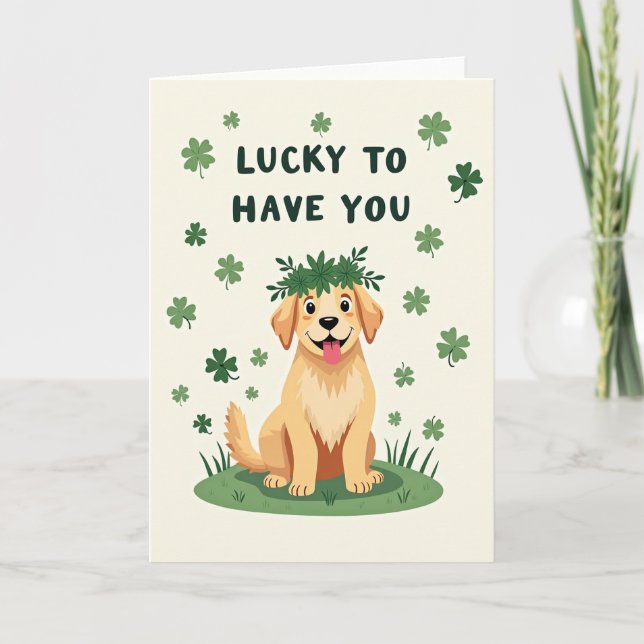 Lucky Golden Puppy Smile Card (Front)