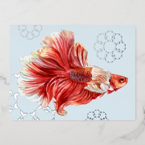 Lucky Goldfish  Bubbles Foil Postcard