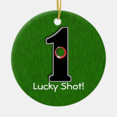 Lucky Golfer Personalized Hole in One Design Ceramic Ornament