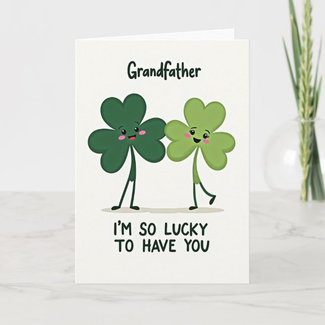 Lucky Grandfather Clover Card (Front)