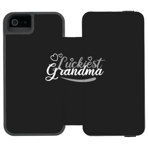 lucky grandma luckiest grandma in grey white iPhone SE55s wallet case