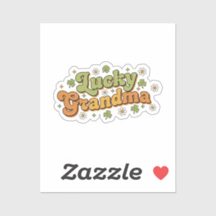Lucky Grandma Retro 70s Groovy Script Flower Sticker