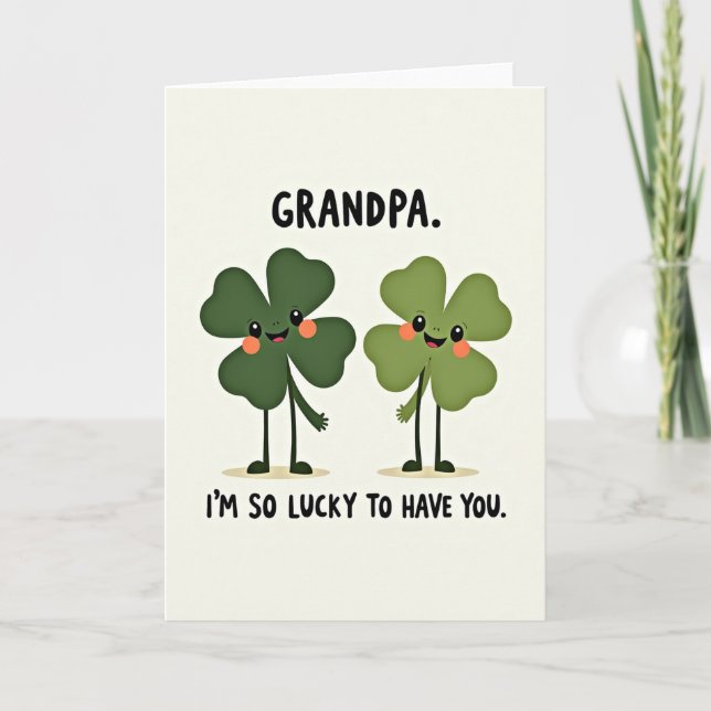 Lucky Grandpa Clover Card (Front)