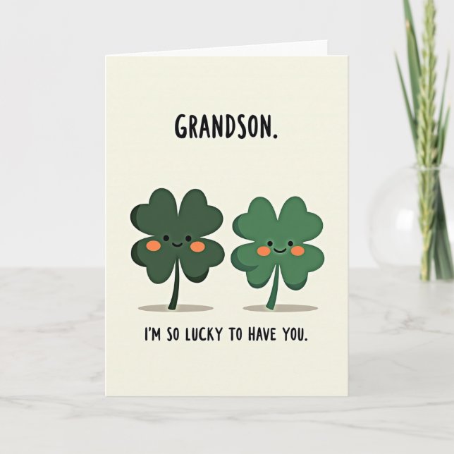 Lucky Grandson Love You Card (Front)