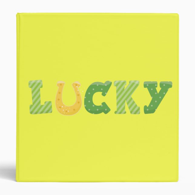 Lucky Graphic Text 3 Ring Binder (Front)