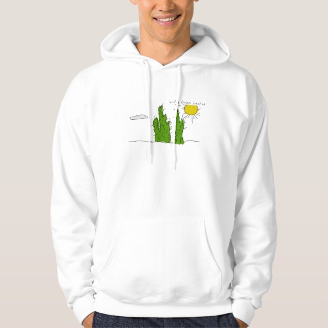 Lucky Green Cactus Doodle Funky Hoodie (Front)