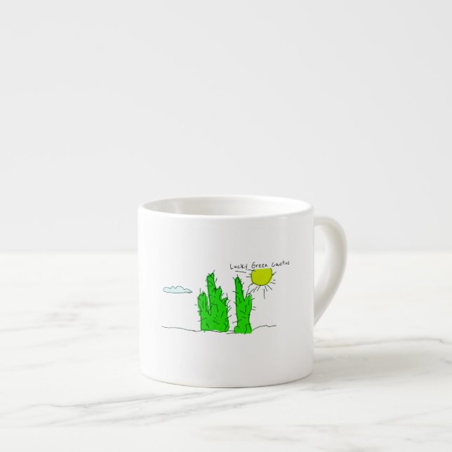 Lucky Green Cactus Espresso Coffee Mug (Front Right)