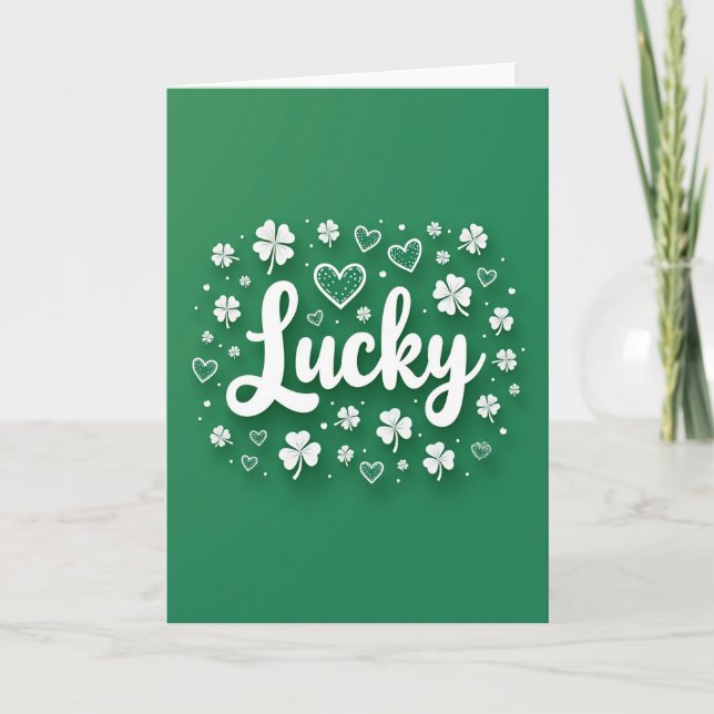 Lucky Green Celebration Card (Front)