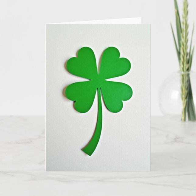 Lucky Green Clover Fortune Card (Front)