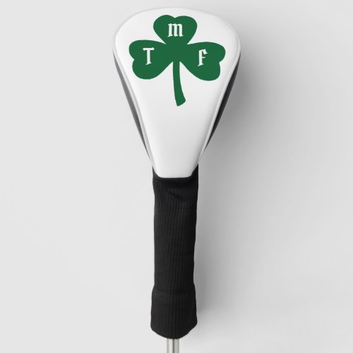 Lucky Green Clover Monogrammed Initials Novelty Golf Head Cover