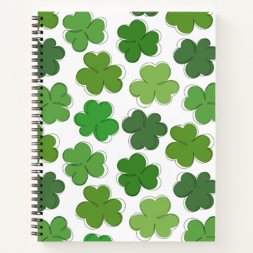 Lucky green clover Outline shamrock Notebook