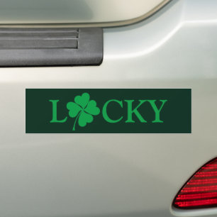 Lucky Green Clover Shamrock St. Patrick's Day Bumper Sticker
