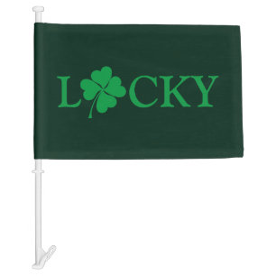 Lucky Green Clover Shamrock St. Patrick's Day Car Flag