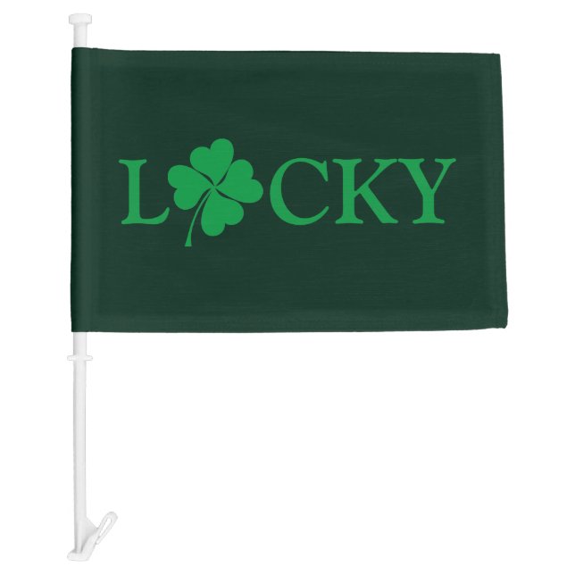 Lucky Green Clover Shamrock St. Patrick's Day Car Flag (Front)
