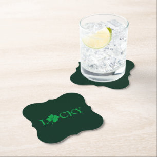Lucky Green Clover Shamrock St. Patrick's Day Paper Coaster