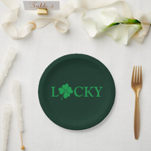 Lucky Green Clover Shamrock St. Patrick's Day Paper Plates