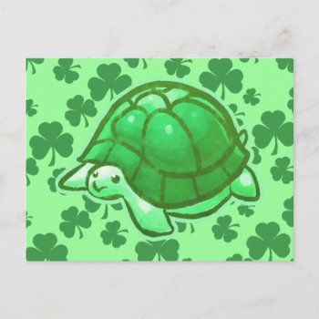 Lucky Green Clover Turtles Postcard by saradaboru at Zazzle